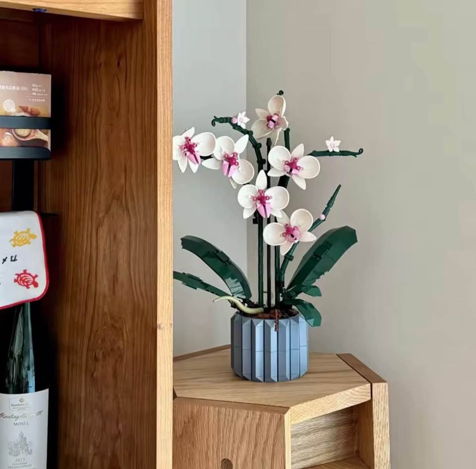 Botanicals Orchid - Artificial, Fake Indoor Flowers Building Set for Home, Kitch
