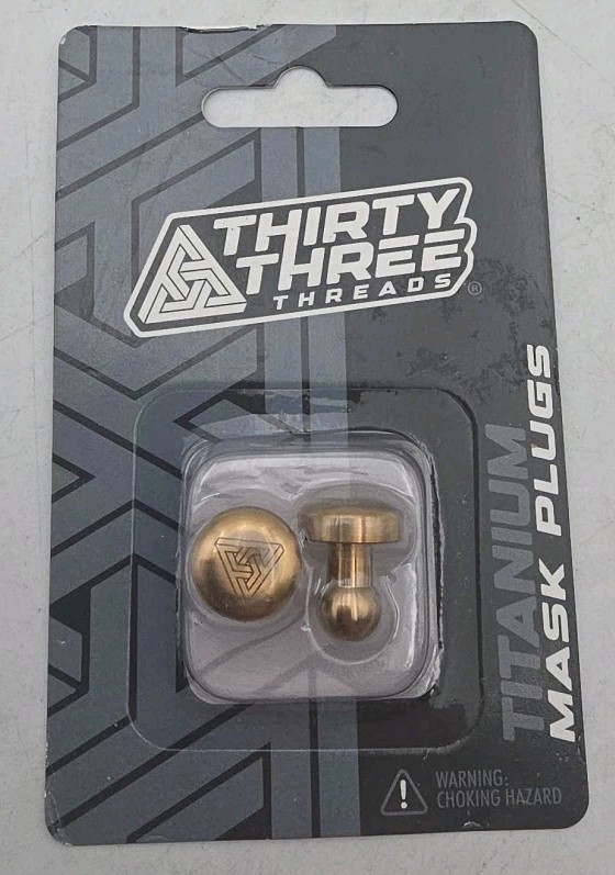 Thirty Three Threads Titanium Mask Plugs. Gilded