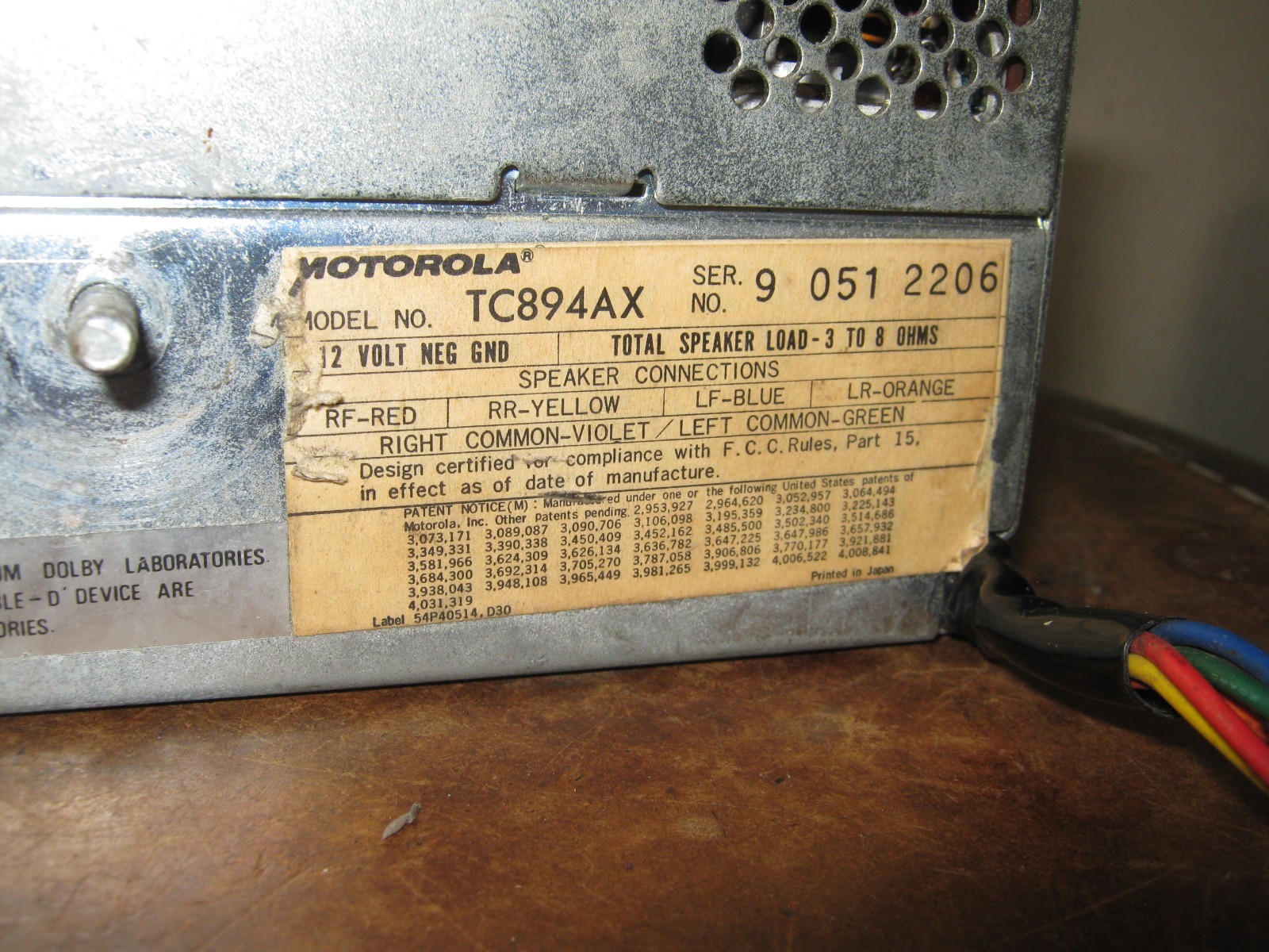 Motorola Car Stereo am fm Cassette TC894AX AM FM vintage old school with box