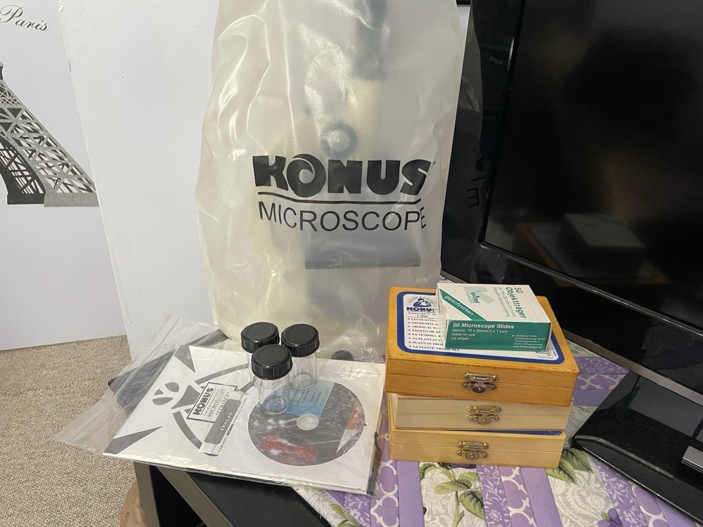 Konus College #5302 Microscope w/ Slides, Accessories & Case Bundle