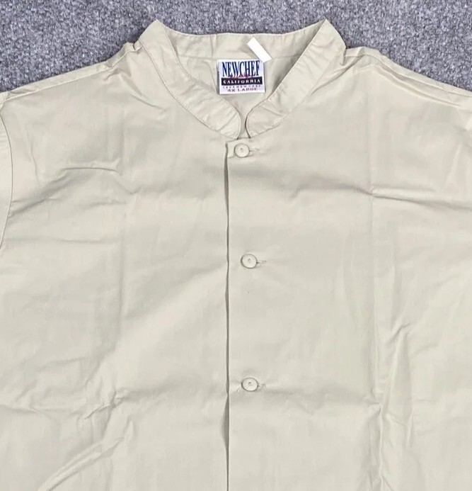New Chef Chefs Short Sleeve Shirt Button Up Beige Size 4XL