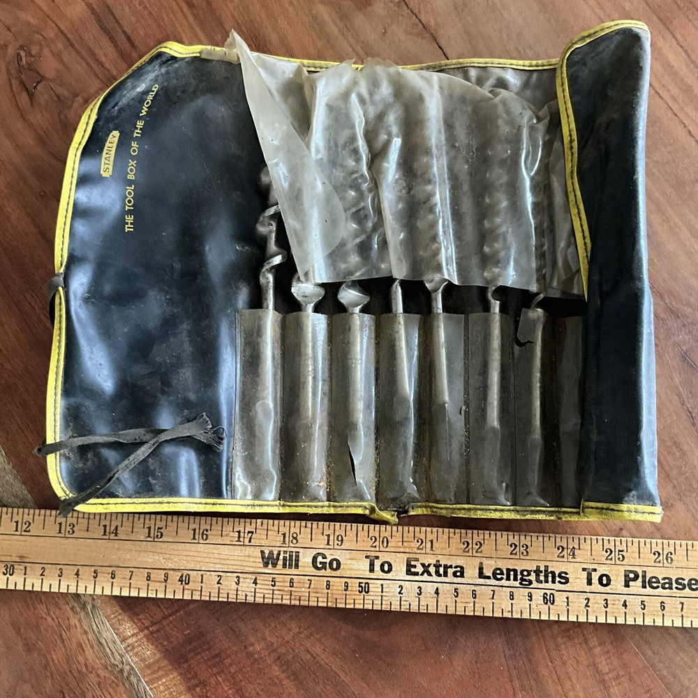 Vintage STANLEY Auger Bit Drill Set with Roll 10 pc