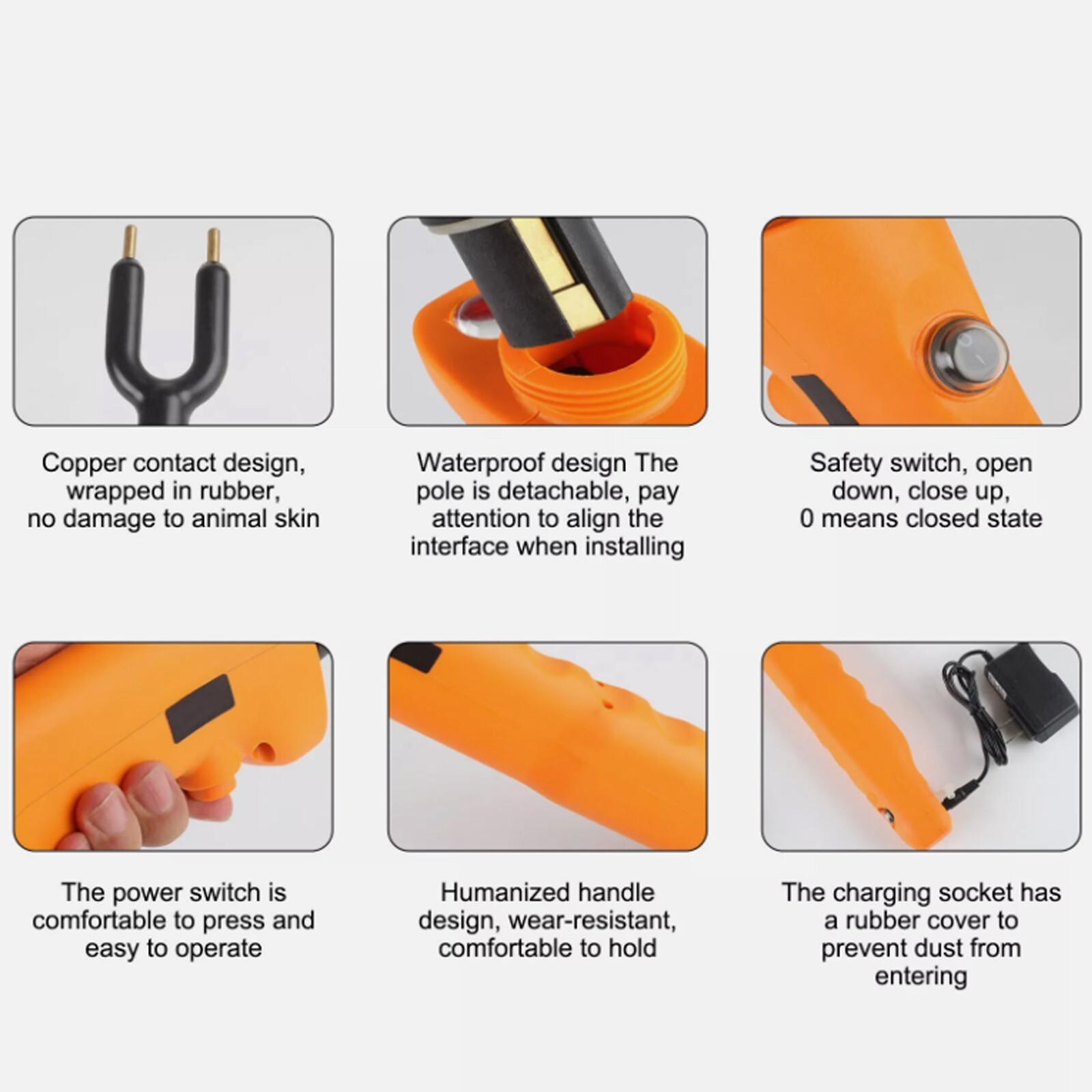 12000V Rechargeable Livestock Prodw/ LED Electric Cattle Prod Stick 26.18in