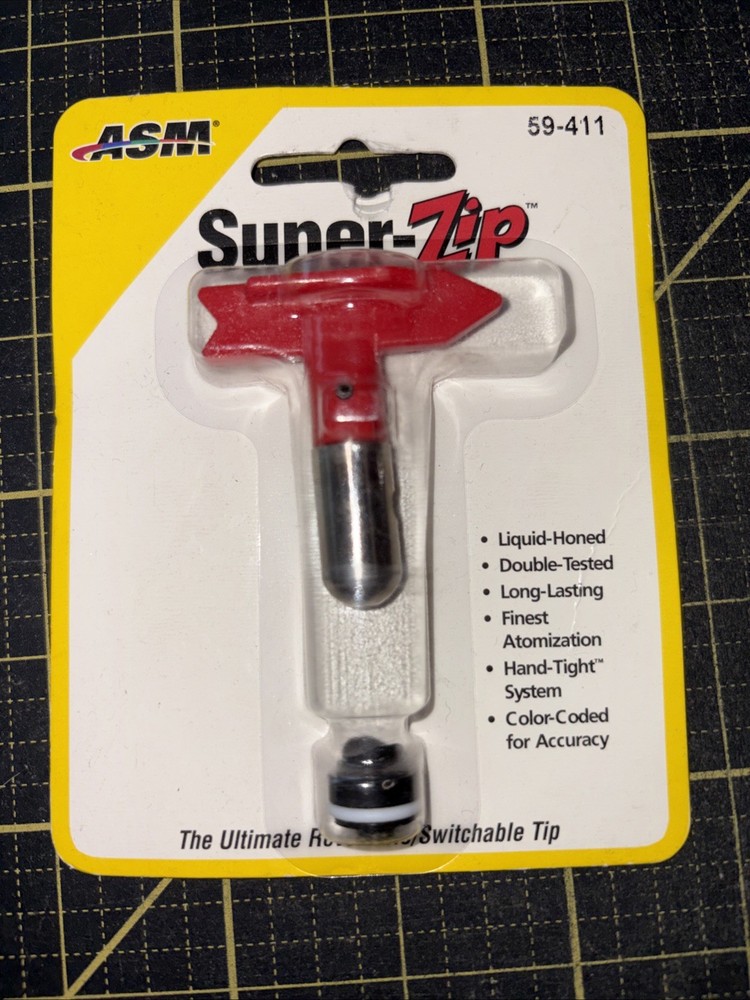 ASM SUPER-ZIP REVERSIBLE/SWITCHABLE Paint Sprayer TIP #59-411 New In Package
