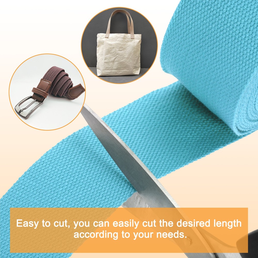 Cotton Webbing 2 Inch 11 Yard Polyester Cotton Webbing Strap, Light Blue