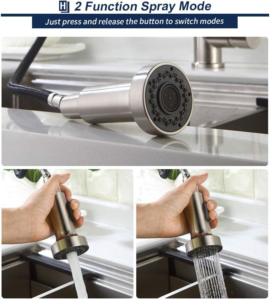 Pull down Faucet Replacement, 2 Functions Sprayer Head, G 1/2 Pull Out Spray Hea