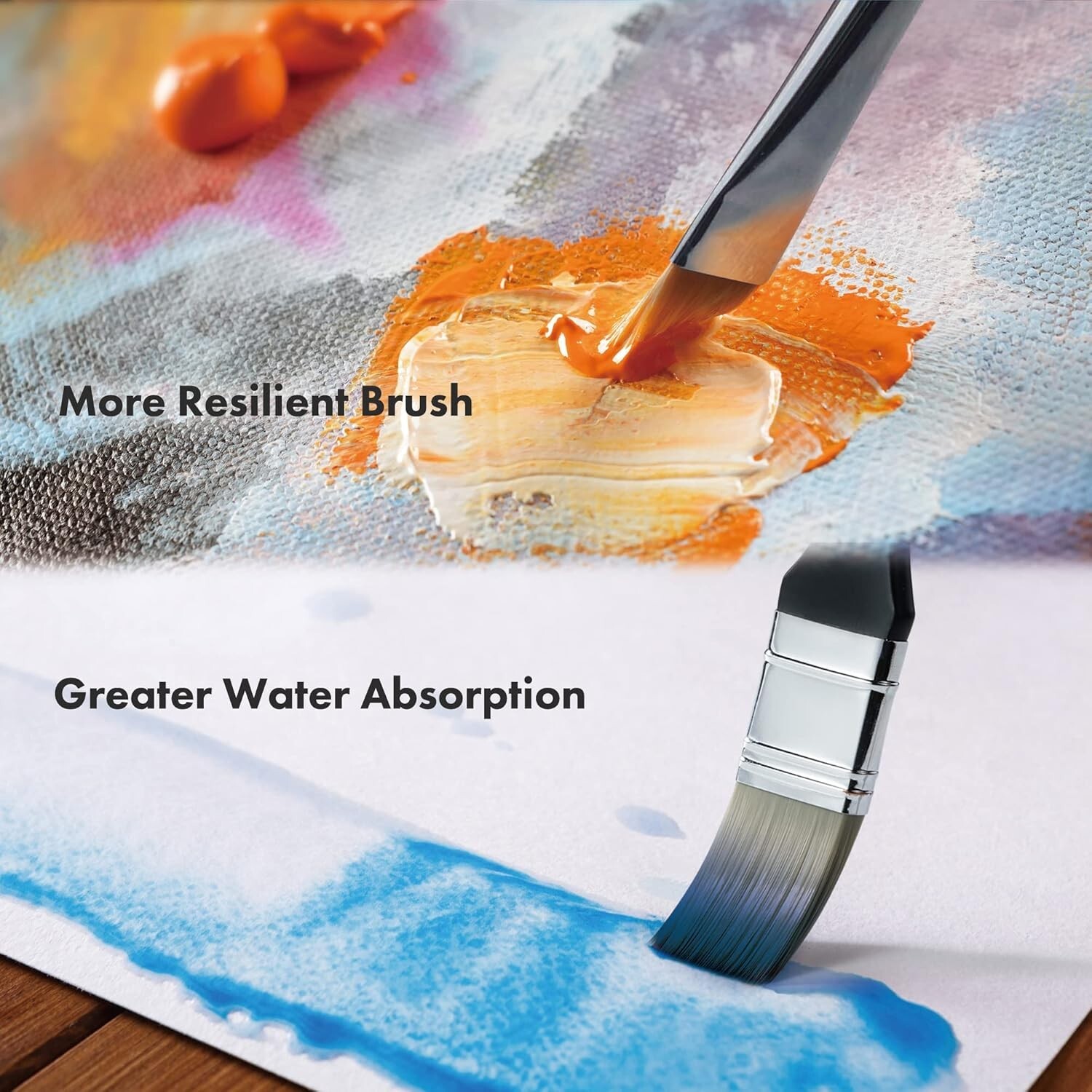 ARTIFY 24 Pieces Professional Oil Paint Brush Set, Long Handle Hard Nylon Hair