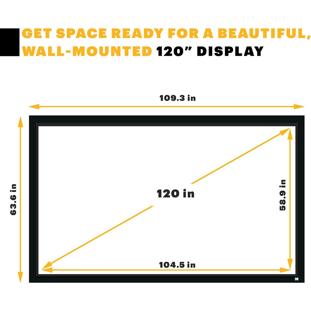 Kodak 120" Fixed Frame Projector Screen, Wall Mounted Projection Screen