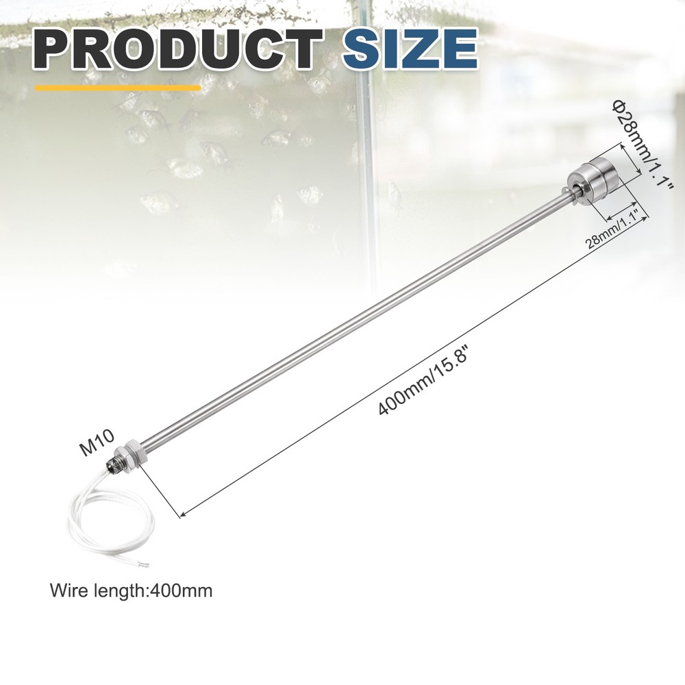 Float Switch 400mm Rod 0.2A Vertical Single Float for Pump/Alarm 1 Pcs