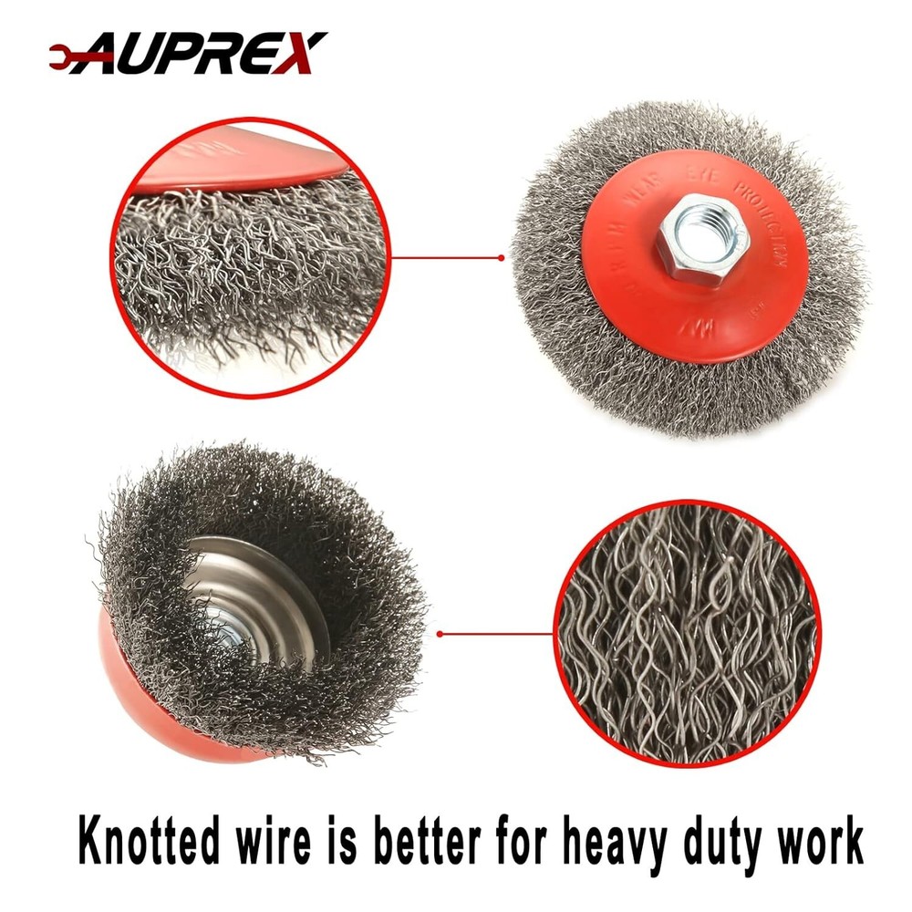 Versatile 4-Pack Carbon Steel Wire Brushes & Cups for Angle Grinders, 5/8" Arbor