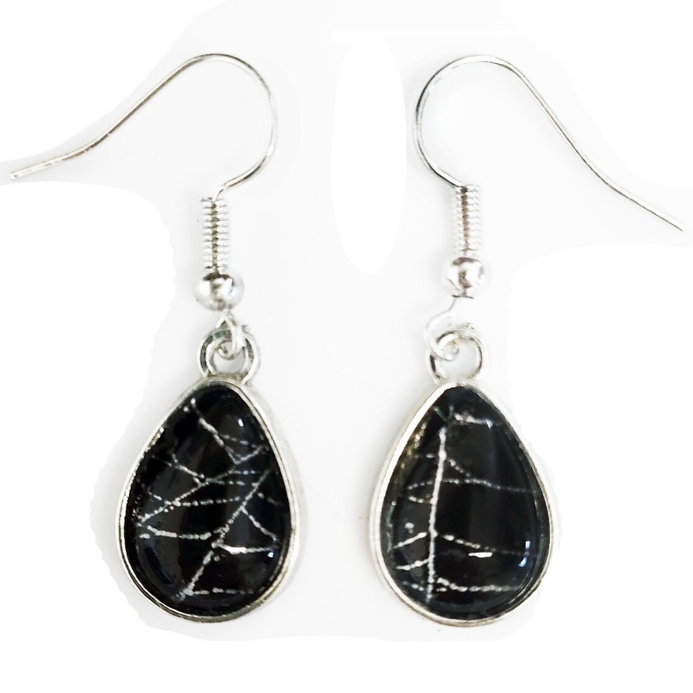 REAL preserved orb weaver spider web teardrop earrings