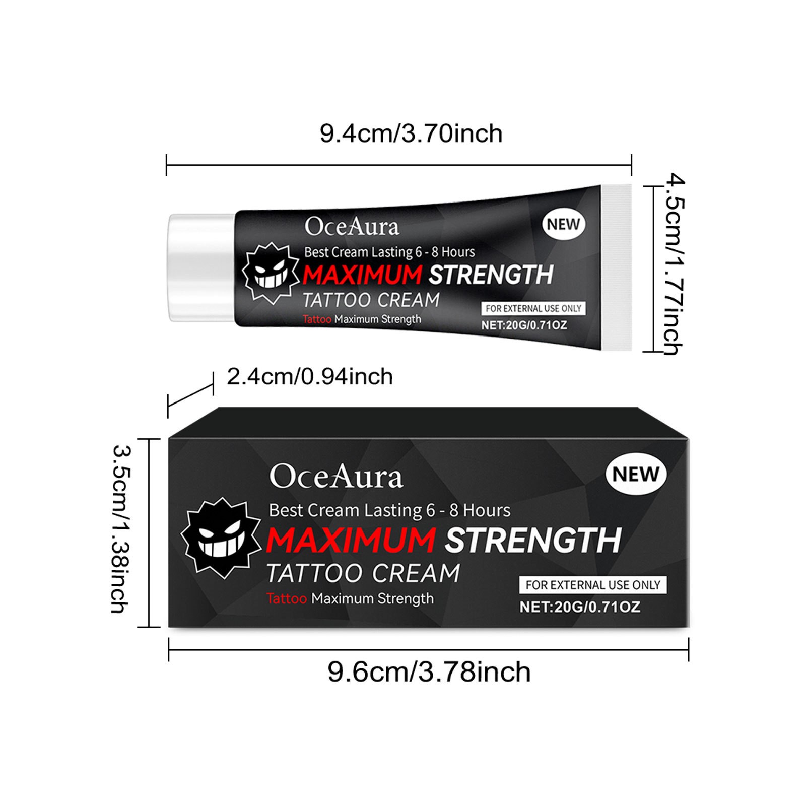 5Pack Tattoo Numibing Cream Gel Up to 6 Hours Extra Strength for Tattoos 20g