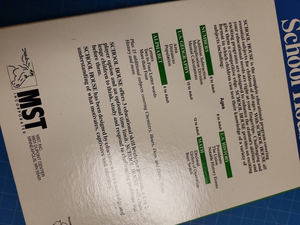 School House 30 Educational Programs 3.5" Disk MST Software Vintage Computer