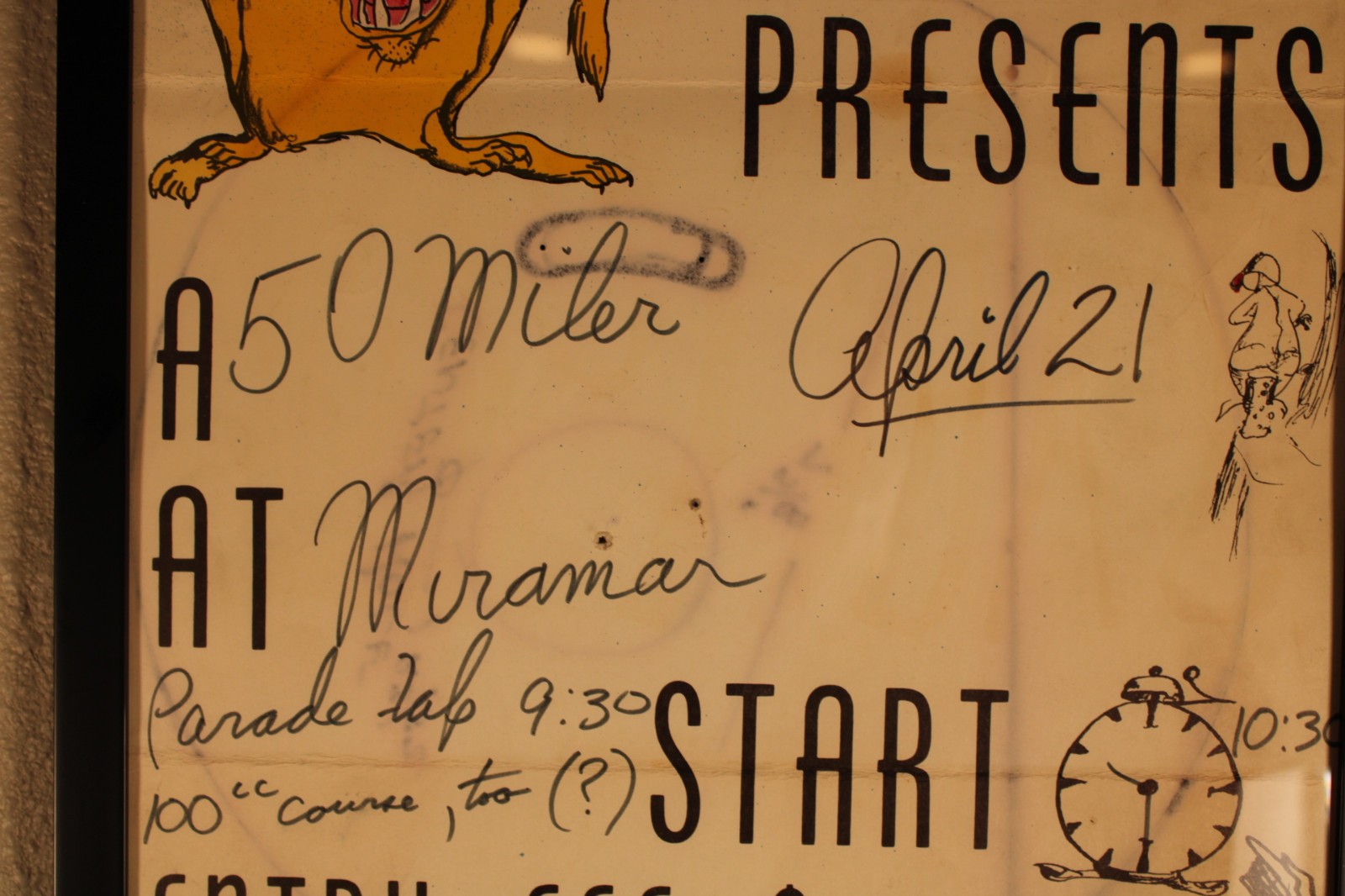 1966 Motorcycle Lions MC TT Racing Framed Poster Rare 1-of-Kind 50-Mile Sign Art