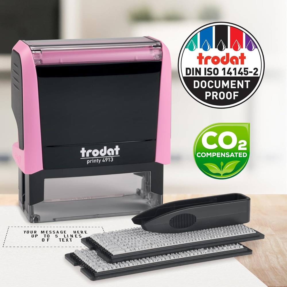 Printy 4913 Self-Inking Do It Yourself (DIY) 5 Line Personalized Custom Message