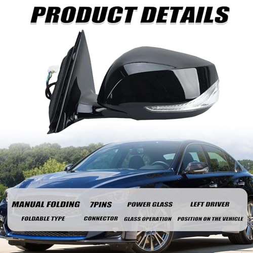 Driver Side Mirror Assembly Compatible with 2014-2021 7Pins-Driver Left Side
