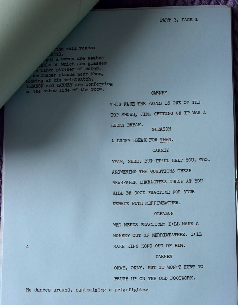 1966 " The Jackie Gleason Show " Original Screenplay Script