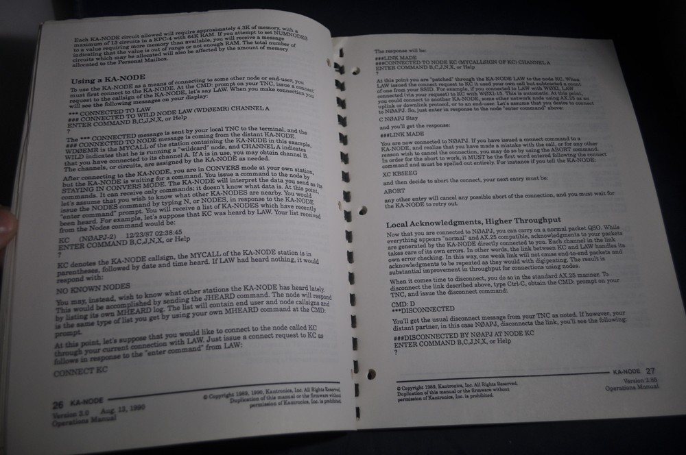 Kantronics Operations Manual KAM*KPC4*KPC2400*KPC1*KPC2