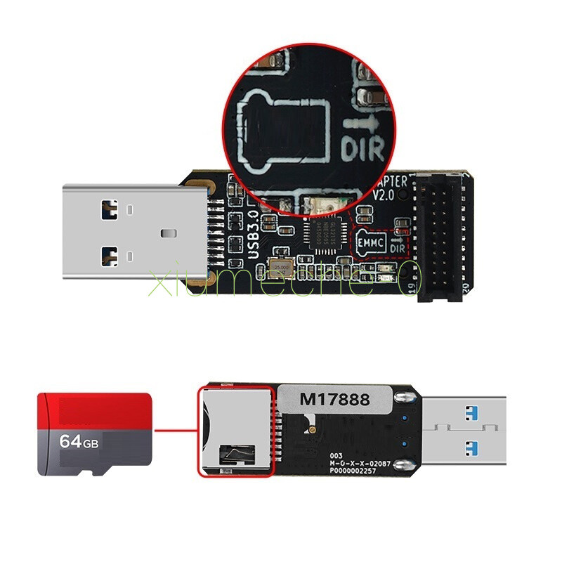 1PCS For EMMC ADAPTER V2 USB3.0 Reader MKS EMMC Module Micro SD TF Card MKS Pi
