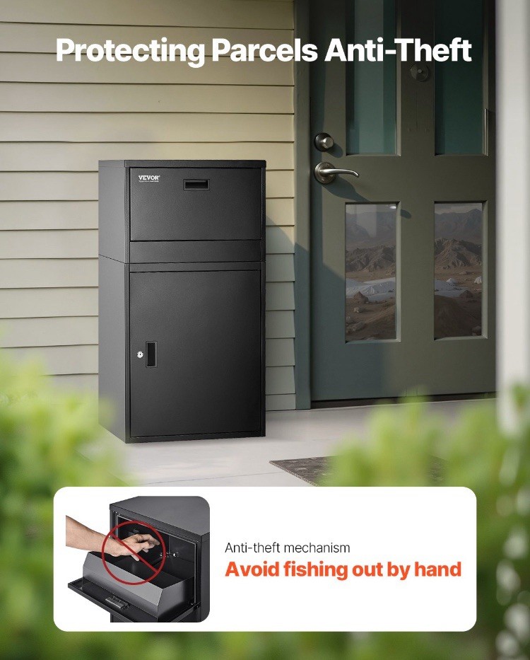 Parcel Mailbox Package Delivery Boxes for Outside 38.6 in Anti-Theft Lockable