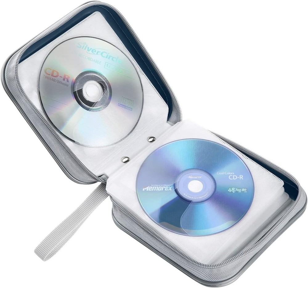 CD Case, 40 Capacity CD/DVD Case Holders Wallet Hard Plastic DVD Disc Cases Stor