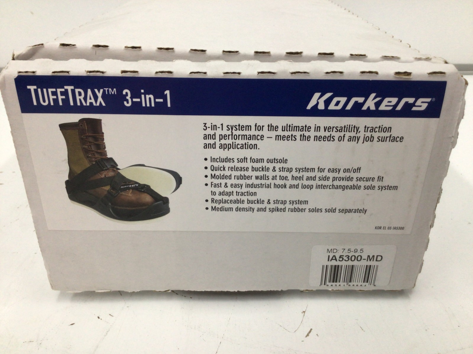 KORKERS TuffTrax 3-In-1 Interchangeable Black Overshoe Size 7.5-9.5 (IA5300) New