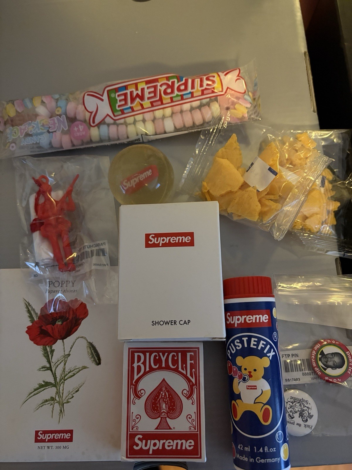 Supreme Gifts Lot - Fortune Cookie Paratrooper Smarties Pins - IN HAND FREE SHIP