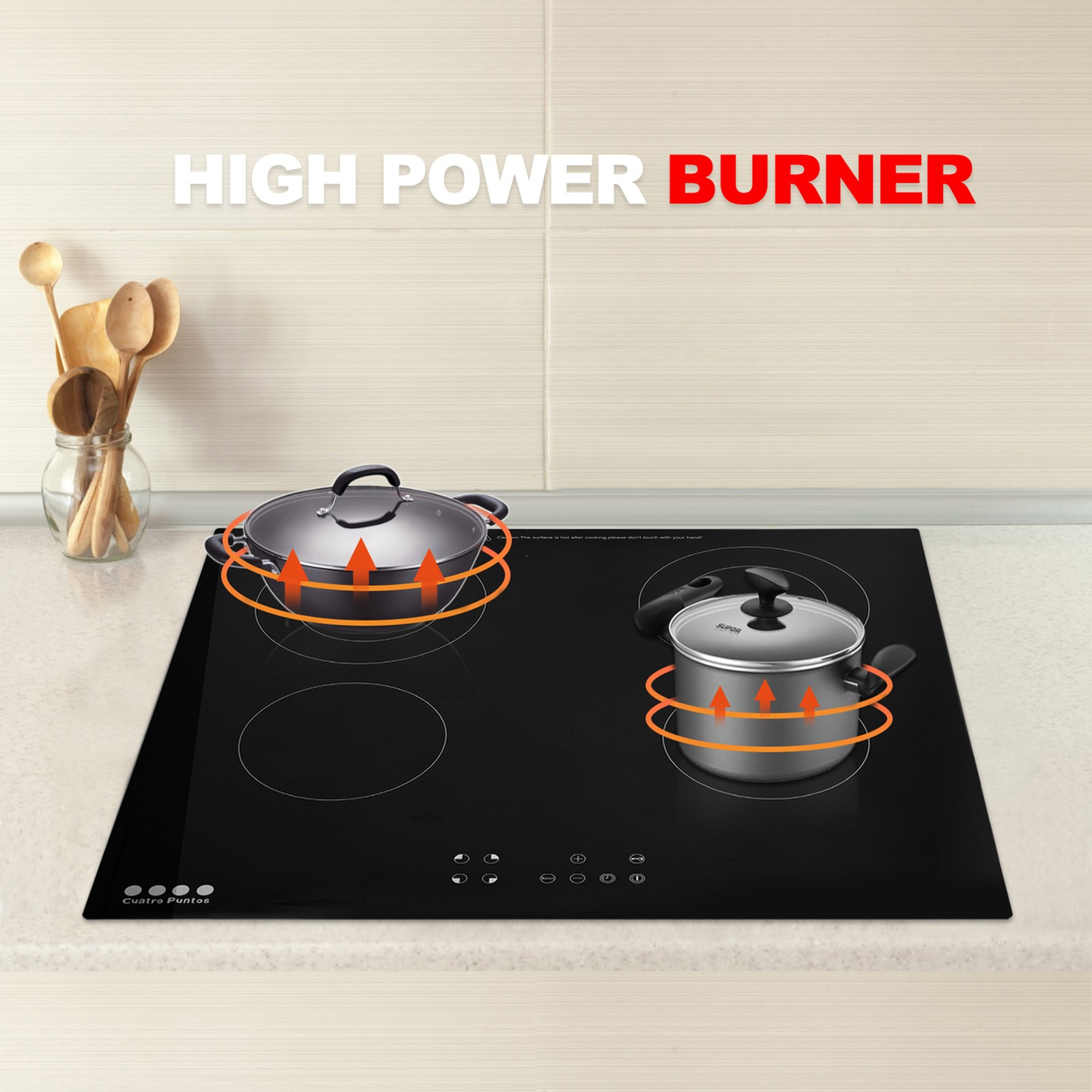 8000W Commercial Induction Cooker 4 Burner Cooktop Touch Control Brand New