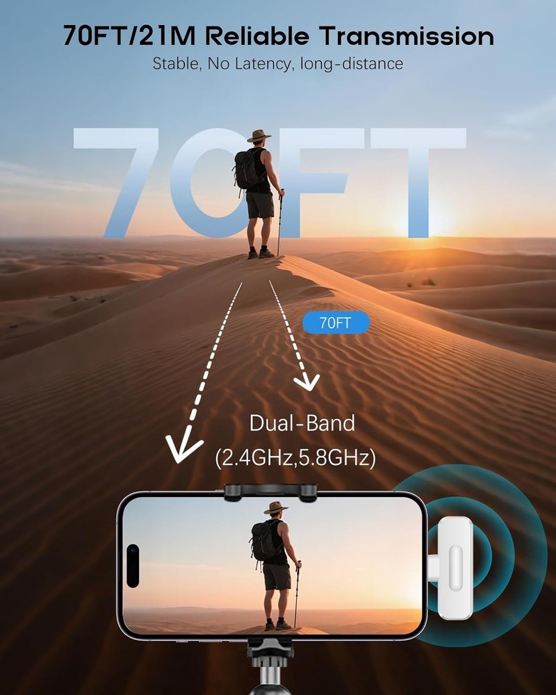 Wireless Mini Microphone Compatible With iPhone -2Pack Lavalier bluetooth Mic