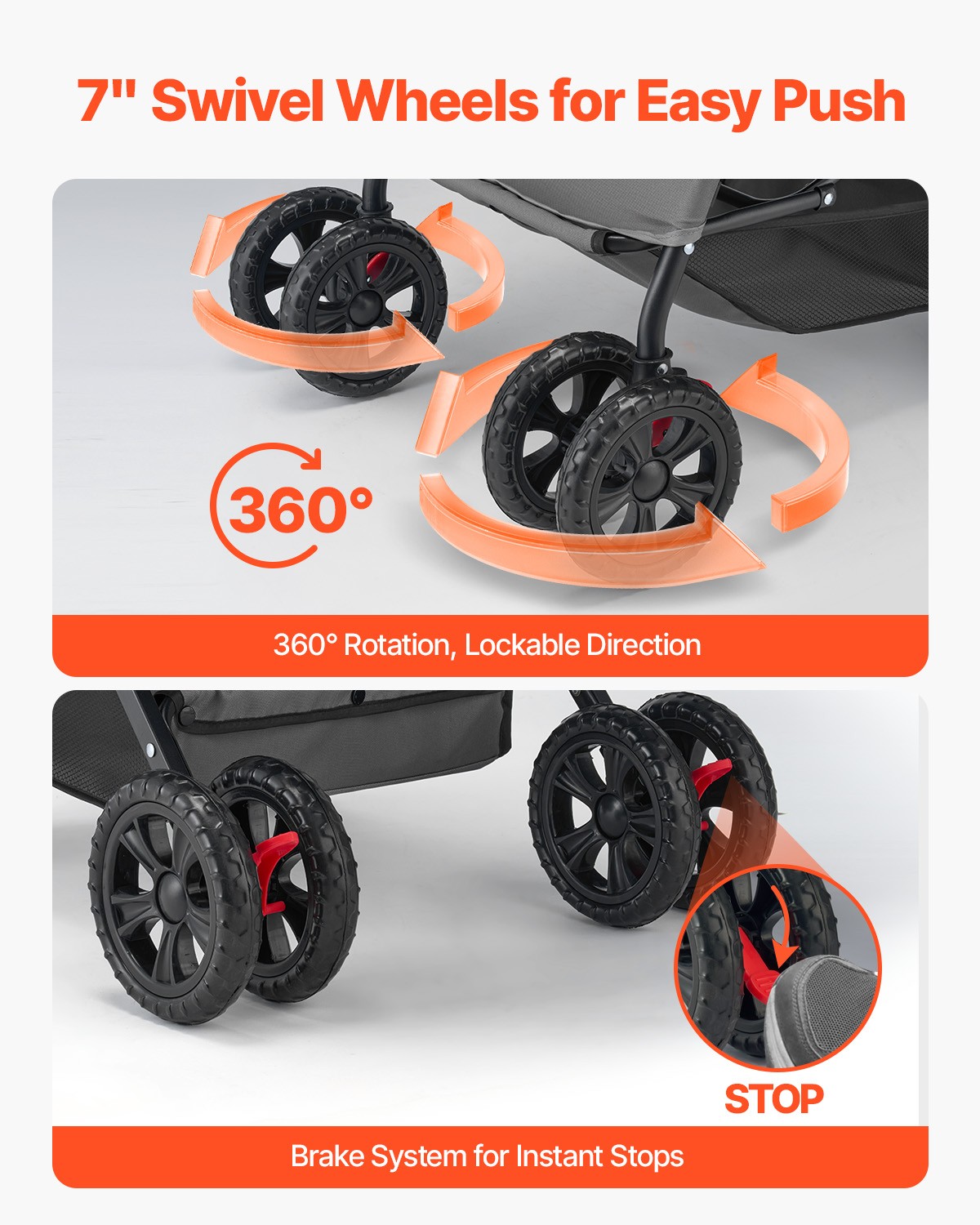 VEVOR Pet Stroller Foldable 4 Wheels Travel Dog Stroller Reversible Handle