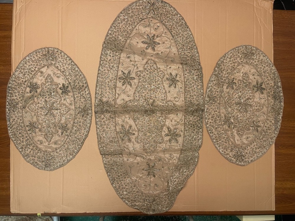 Embroidered Sheer Table Topper Runner, various sizes, shapes & colors