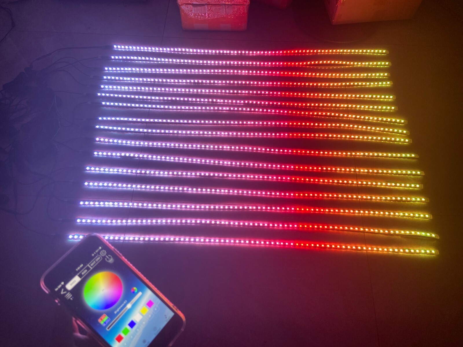 4FT 48" x16PCS APP+Remote CHASING Flow LED IP68 Polaris Slingshot Strips Lights