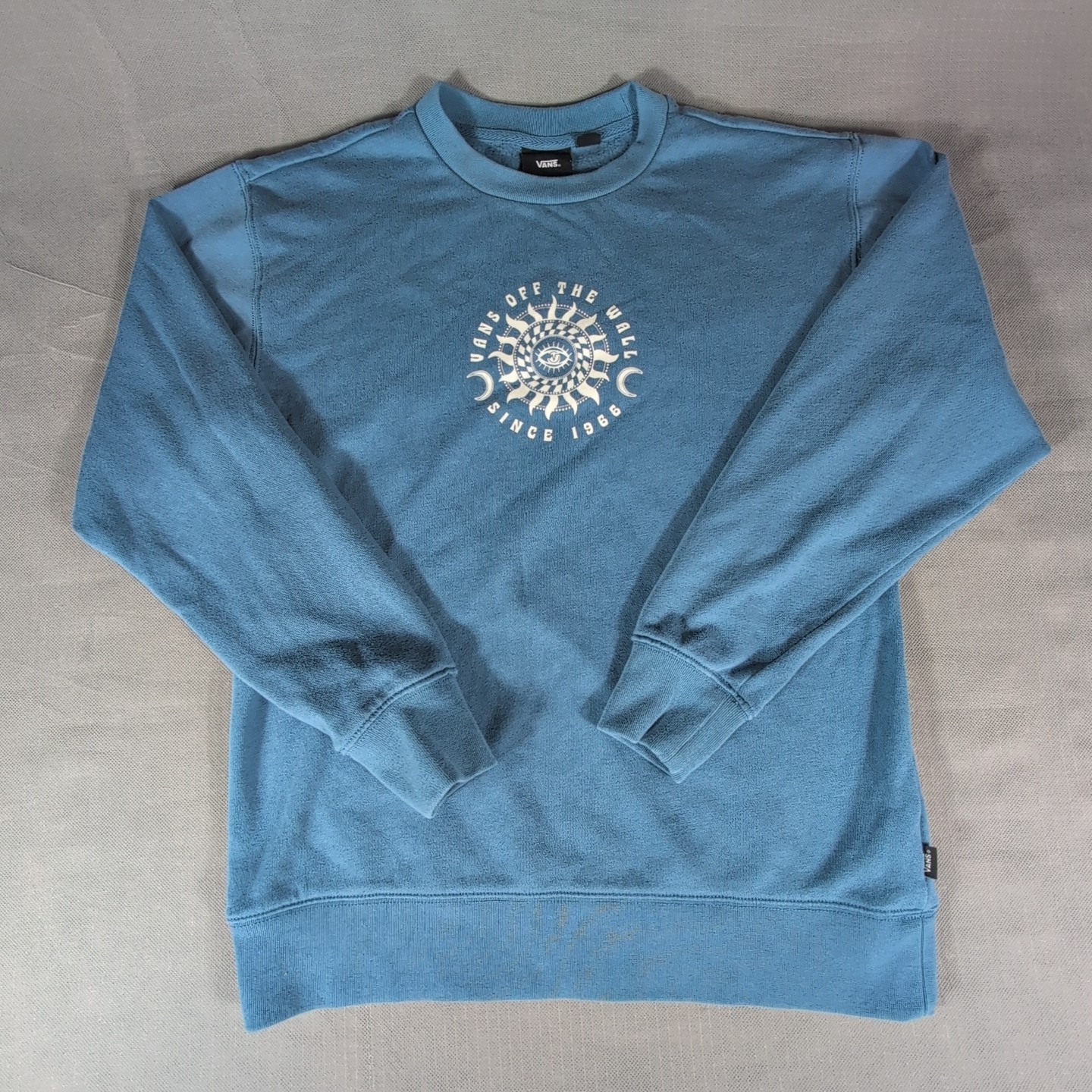 Vans Off The Wall Crew Neck Sweater Baby Blue Unisex - Small