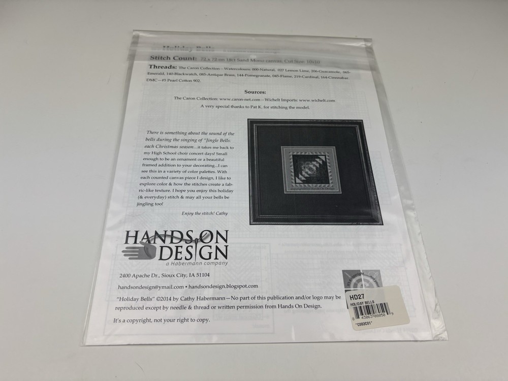 Hands On Design Holiday Bells Sampler Hardanger Needlepoint Pattern 7S