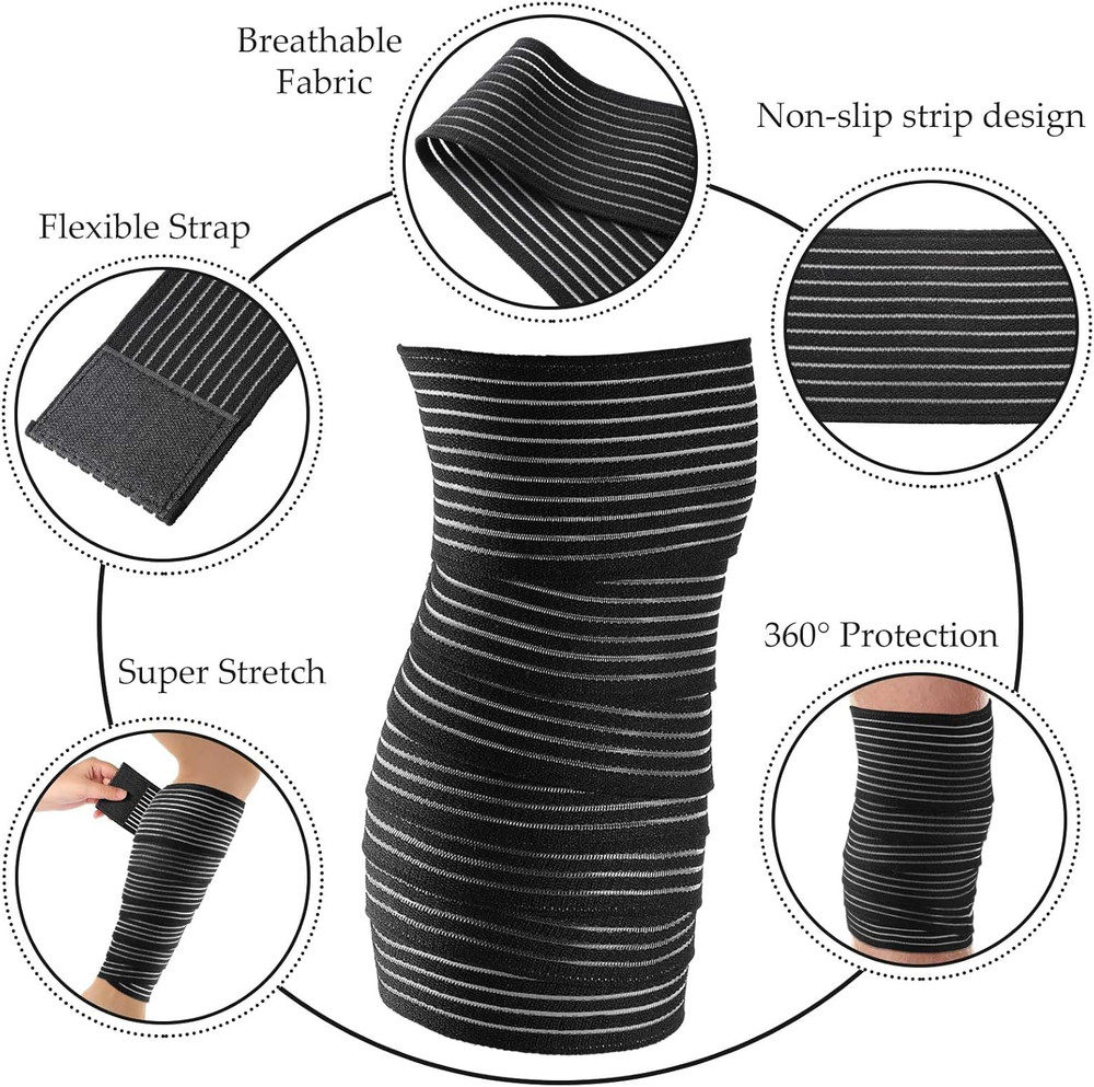 Compression Bandage Wraps for Leg, Elastic Calf Sleeve, Adjustable plus Size (2