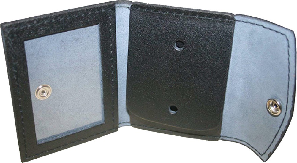 Black Leather ID Holder & Badge Case Law Enforcement Shield