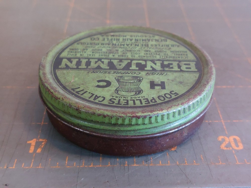 Vintage Benjamin HC .22 Cal Pellets Ammunition Tin Container EMPTY
