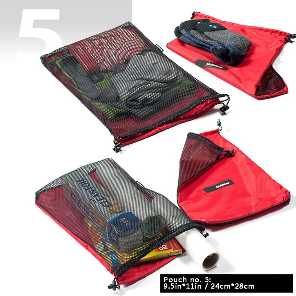 Vikodah Drawstring Bags Nylon Cinch and Ditty Stuff Pouch Medium, Red
