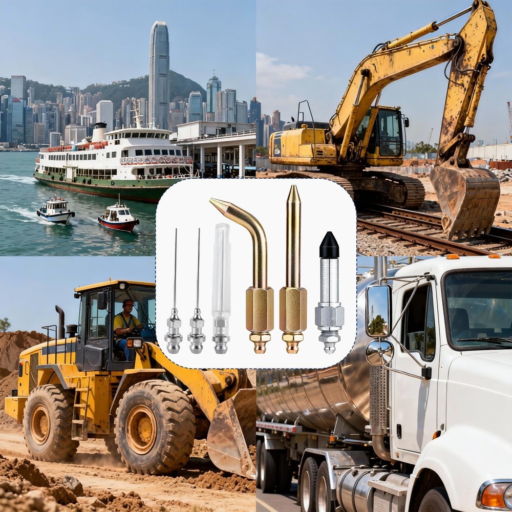 6Pcs Grease Gun Accessory Kit – Includes Needle Tip Dispenser, Rubber Flex