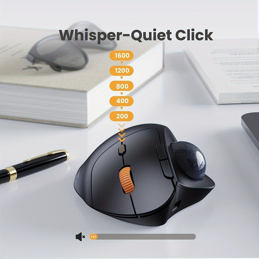 Ergonomic Wireless Trackball Mouse – Rechargeable Thumb-Control for PC & iPad