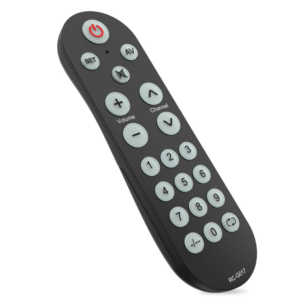 Backlit Big Button Universal Remote Control for Most of G017, Black