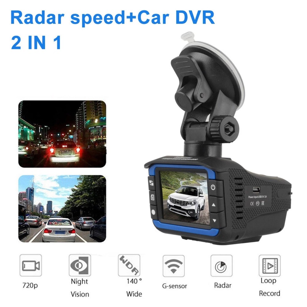 Car Multifunctional Dash Cam DVR with Full Frequency Radar Detector 2.0" Display