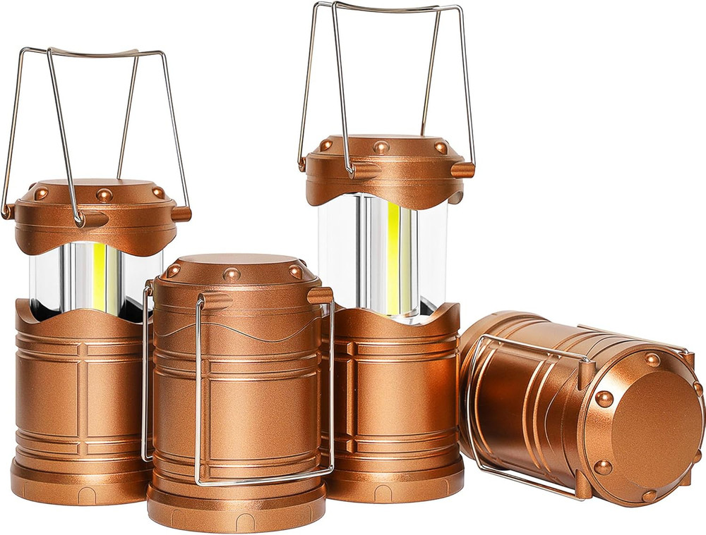 4PC LED Camping Lantern,Battery Powered Flashlight for Power Outages-Collapsible