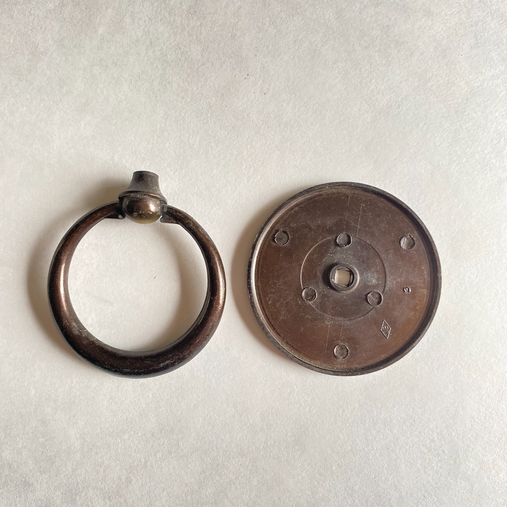 1960s 70s Large Vintage Drawer Pull Drop Ring