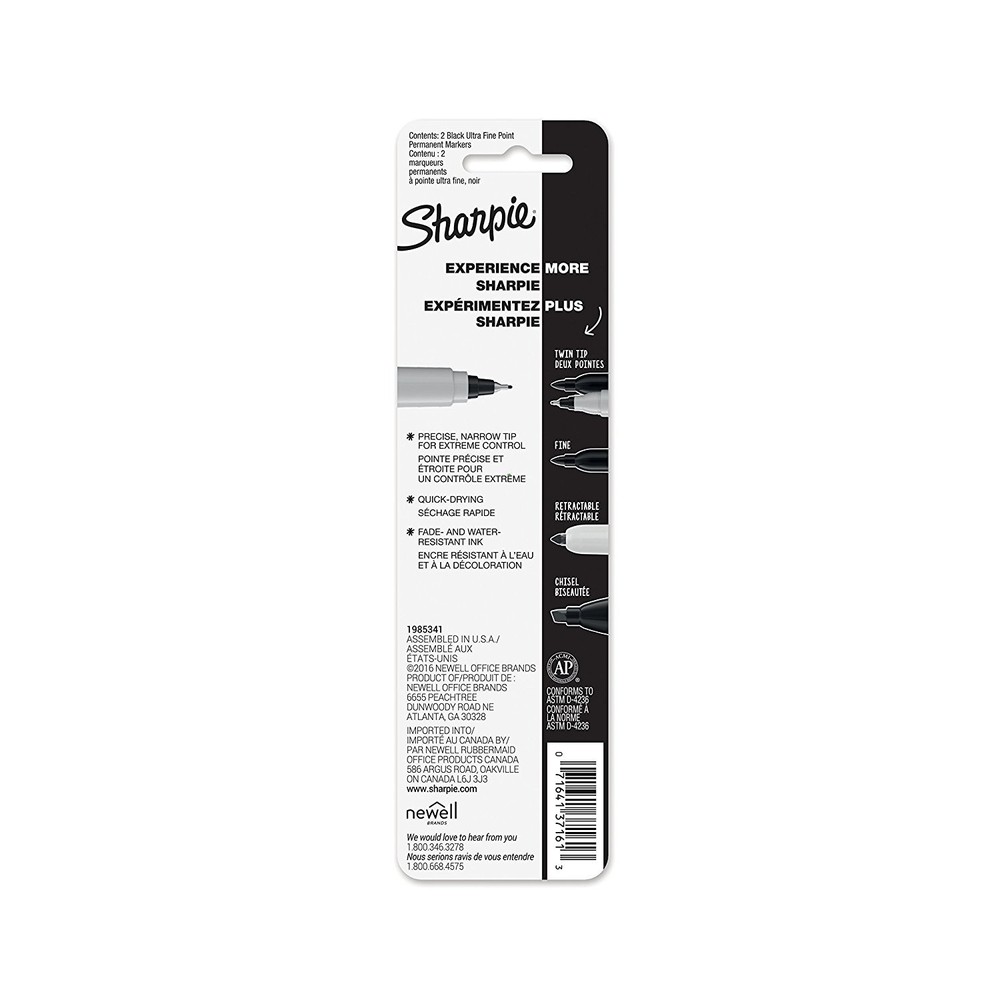 NEW Sharpie Ultra Fine Point 2 Black Permanent Markers (4 Pack)