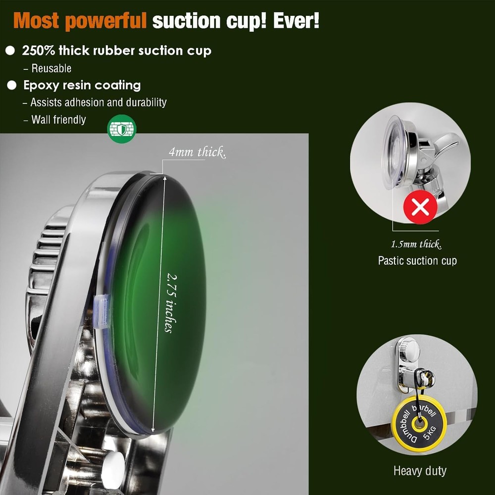 Suction cup Handheld Shower Head Holder - Designed For Large Shower Head