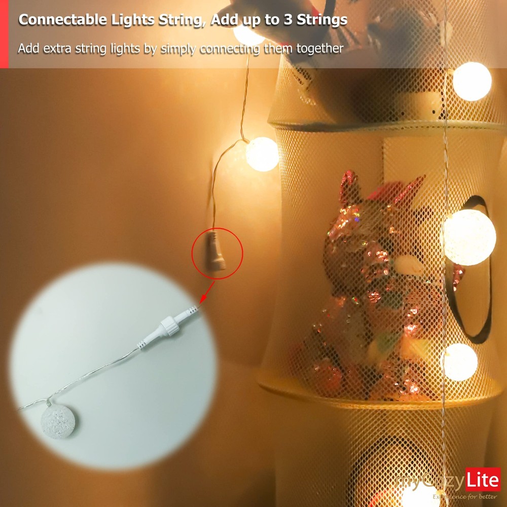 Best LED Globe String Lights Plug in Blinking 20 Warm White Balls with Timer for
