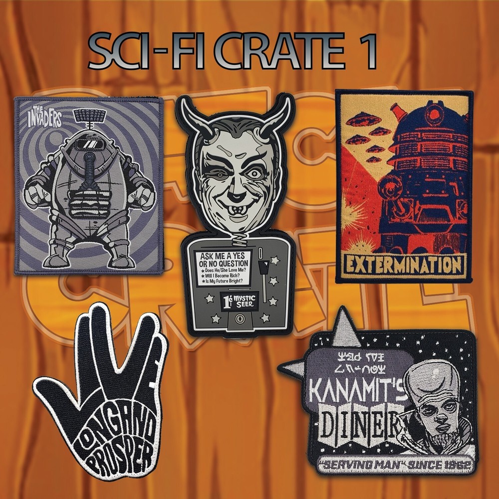 RARE! Set of 5 Patch Crate Twilight Zone Custom Patches 2pc Hook/Loop Backing
