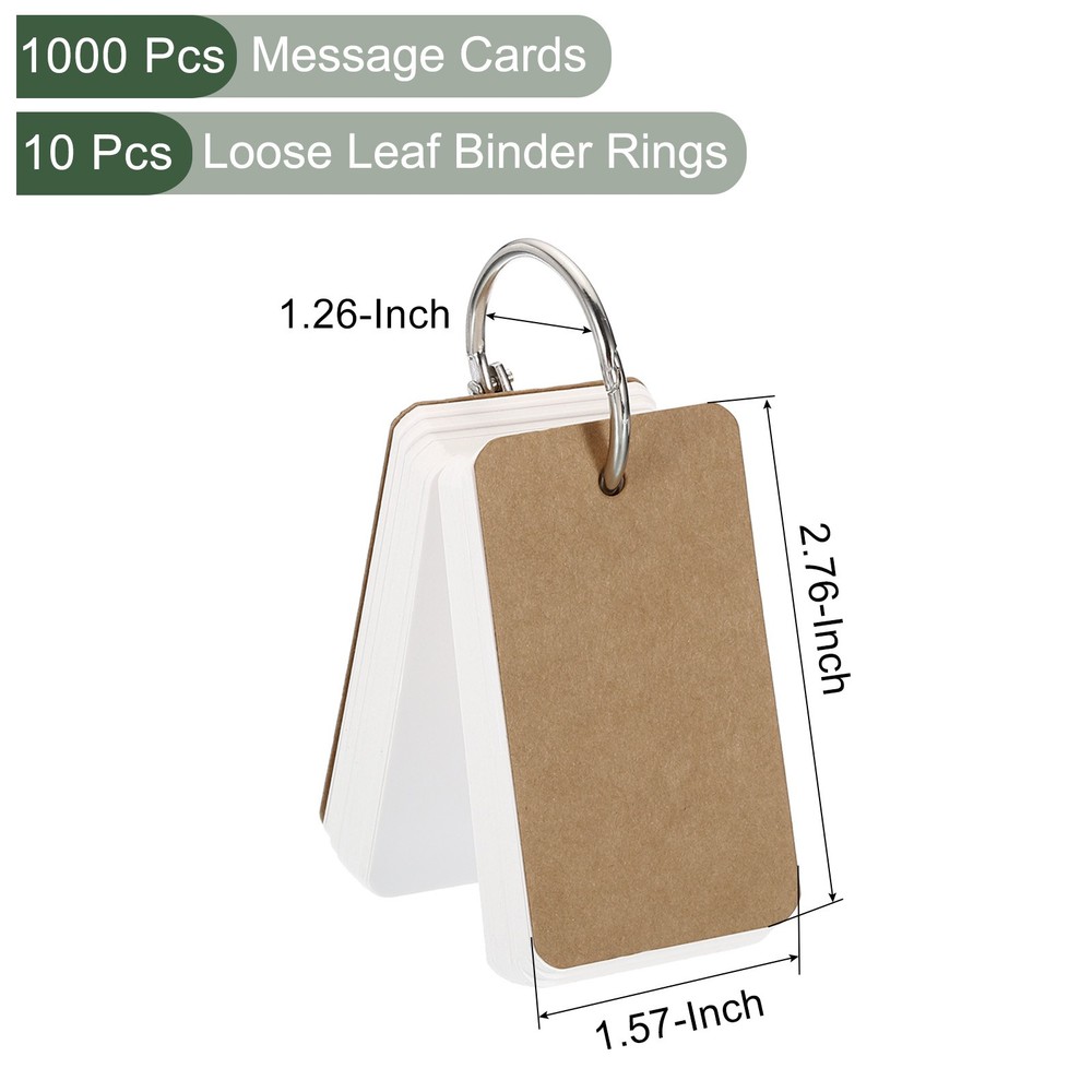 1000Pcs Blank Flash Cards for Studying Bookmark Learning-2.8 x 1.5"