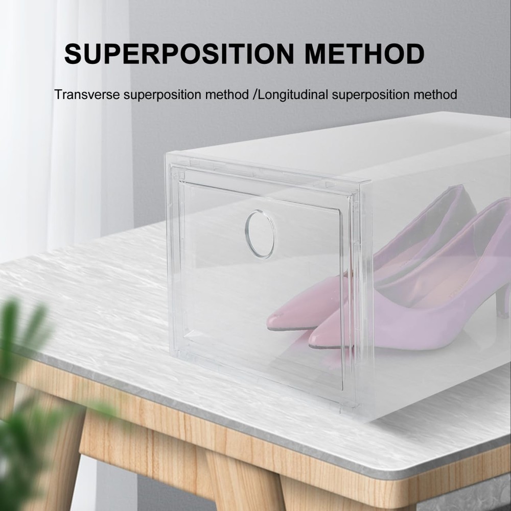 Clear Plastic Shoe Storage ,1Pc Dustproof Easy to Clean Stackable Shoe Organi...